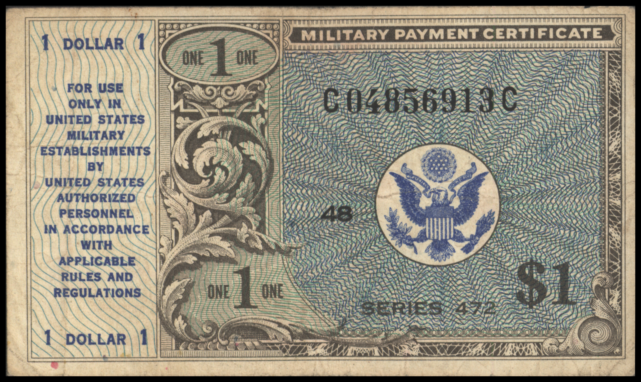 Verenigde Staten van Amerika (VS) - Military Payment Certificate PM19 1 Dollar (19)47 (No date)
