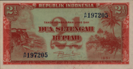 Indonesia  P39 2½ Rupiah 1951