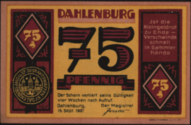 Duitsland - Noodgeld - Dahlenburg Grab.: 251 75 Pfennig 1921