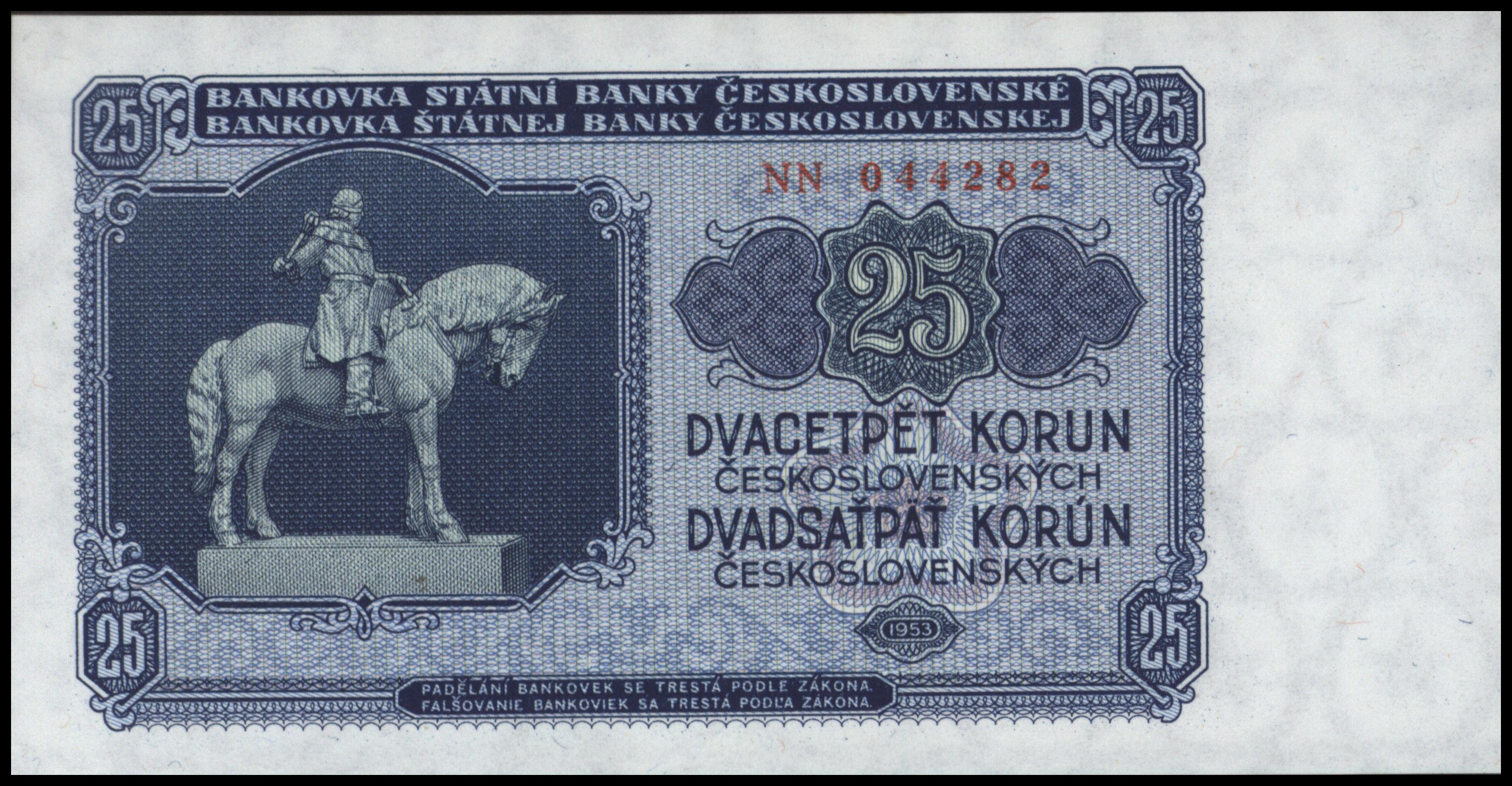 Tsjechoslowakije  P84.b 25 Korun (Dvacet pet) 1953