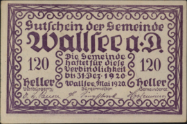 Oostenrijk - Noodgeld - Wallsee KK. 1137 120 Heller 1920