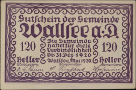 Austria - Emergency issues - Wallsee KK. 1137 120 Heller 1920