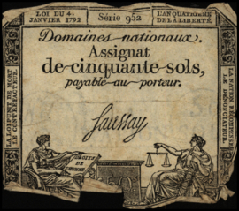 Frankrijk - Domaines Nationaux  PA70.b 50 Sols 1793