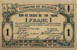 Belgium - Emergency issues - Bilstain .u 1 Franc 1915