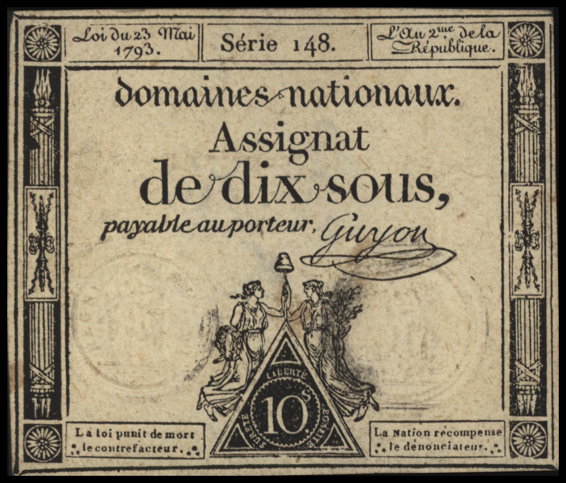 Frankrijk - Domaines Nationaux  PA68.b 10 Sous 1793