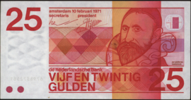 Netherlands PL70.e2 25 Gulden 1971