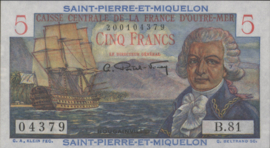 St. Pierre en Miquelon  P22 5 Francs 1950 (No date)