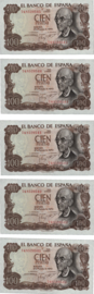 Spain P152 100 Pesetas 1970 [5 consecutive]