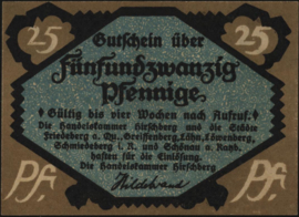 Germany - Emergency issues - Hirschberg Grab. 612 25 Pfennig 1921 (No date)