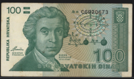Kroatië  P20/B305 100 Dinara 1991