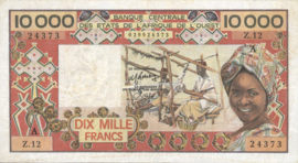 West African States - Ivory coast P109A 10,000 Francs 1977-1992 (No date)