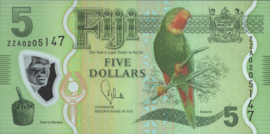 Fiji P115.r 5 Dollars 2013-'23 (No date) REPLACEMENT