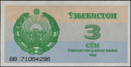 Uzbekistan  P62 3 Sum 1992