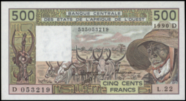 West Afrikaanse Staten - Mali P405D.i 500 Francs 1990