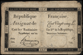 Frankrijk - Domaines Nationaux  PA074.HENNEQUIN 125 Livres 1793