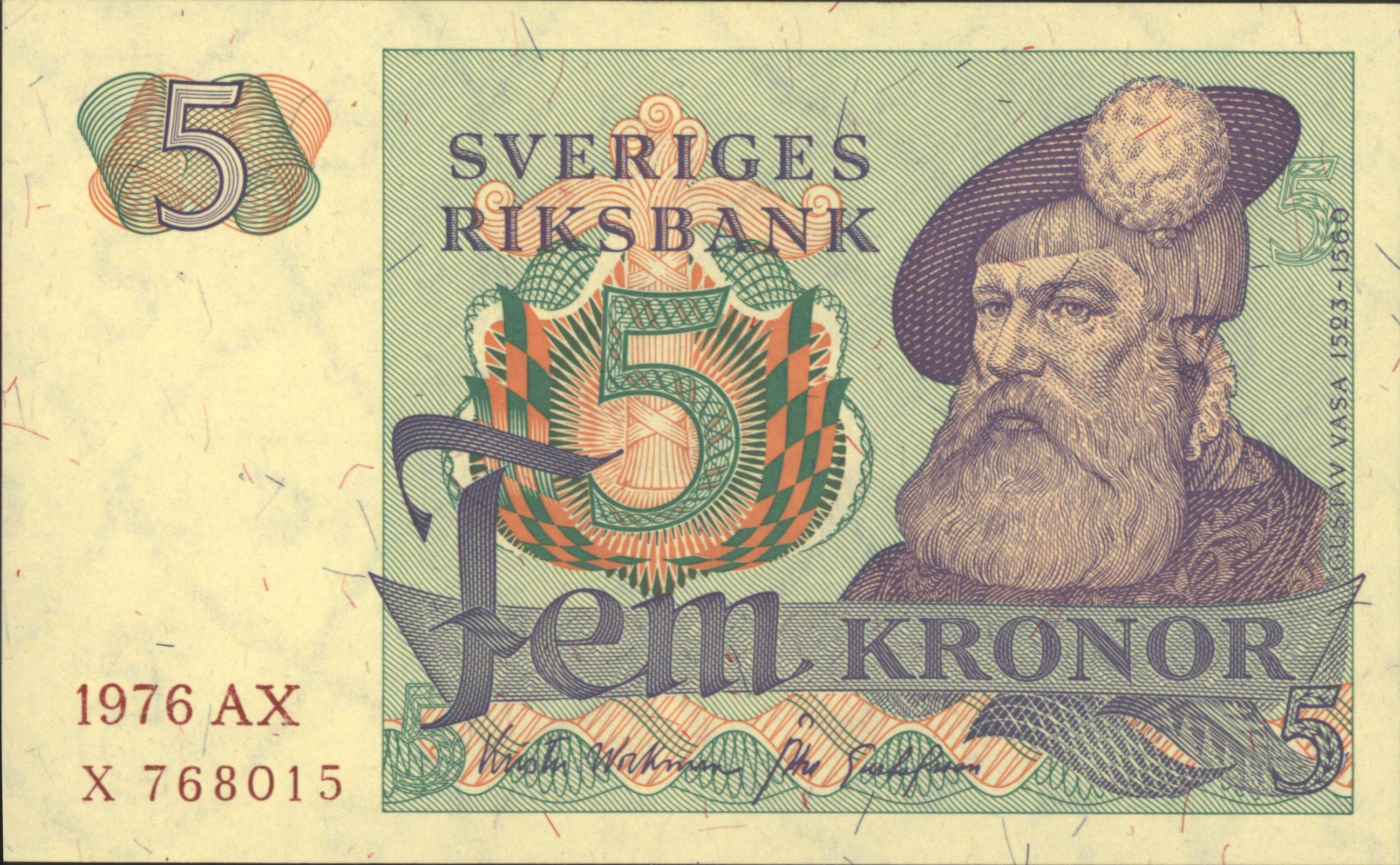 Sweden  P51.c 5 Kronor 1976