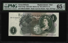 Great Britain / UK P374 1 Pound 1970 REPLACEMENT PMG65 EPQ