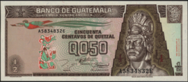 Guatemala  P72.a/P86.b 1/2 Quetzal 1989