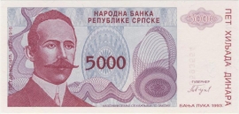 Bosnia-Herzegovina P149 5,000 Dinara 1993