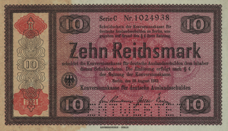 agUNC * FOREIGN DEBTS CONVERSION FUND FOR G Germany:P-199,5 Reichsmark,1933