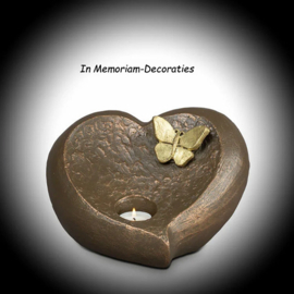 Keramische hart urn Brons met waxinelichtje