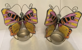 Tiffany Tealightholder set  Butterfly