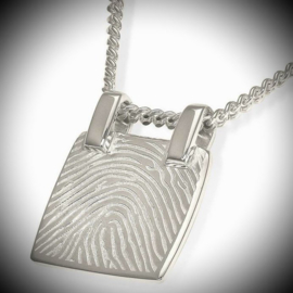 Square Silver pendant with fingerprint