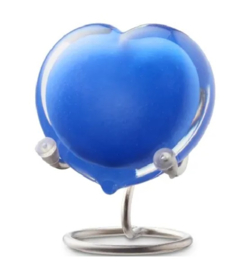 Hart mini urn kristalglas baby blauw