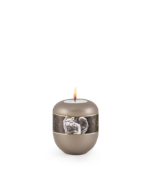 Keramiek mini urn met kaarsje en Engel