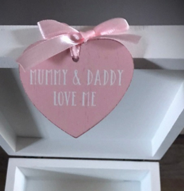 Houten keepsake met olifant-Roze
