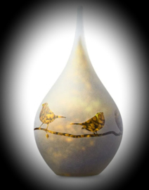 Glas urntje met vogels