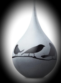 Glas urntje met vogels