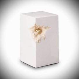 Keramische urn wit met gouden hartje 5 liter