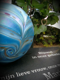 Glazen bol urn  "zee blauw" 4 liter
