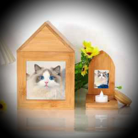 Katten urn set met waxinehouder & fotoplek