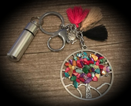 Tree of life sleutelhanger met askoker zilver