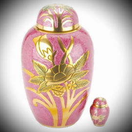 Brass urn with lily -pink