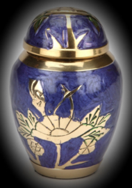 Messing  mini urn met lelie -indigo blue