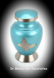 Mini urn met vlinder blauw zilver