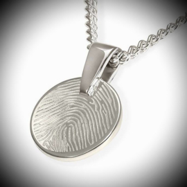 Round Silver pendant with fingerprint