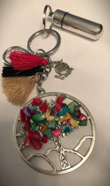 Tree of life sleutelhanger met askoker zilver