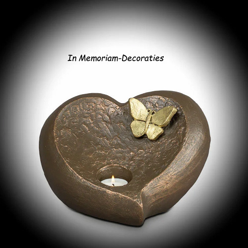 Keramische hart urn Brons met waxinelichtje