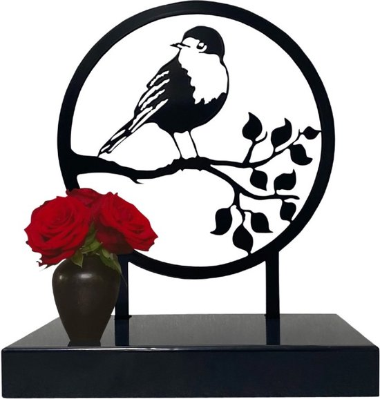 Roodborstje-urn-met-aslade-Handgemaakt