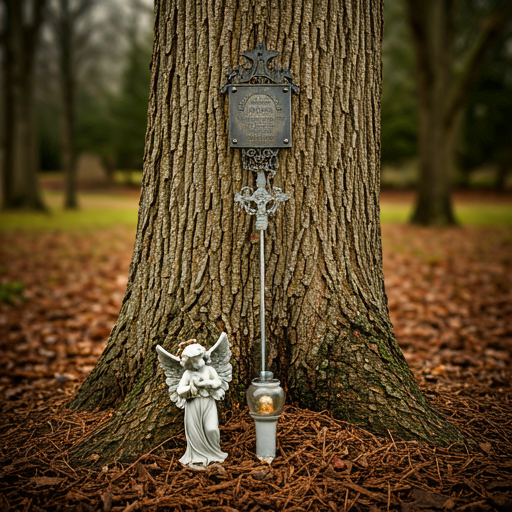 Gedenkbomen en decoraties voor bij de boom