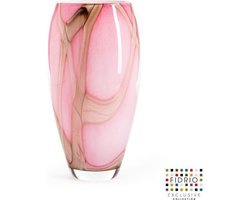 Design vaas oval - Fidrio PINK FLAME - glas, mondgeblazen bloemenvaas - diameter 0 cm hoogte 40 cm --