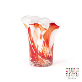 Design vaas Fidrio - glas kunst sculptuur - Wave - Rosso - mondgeblazen - 18 cm hoog --
