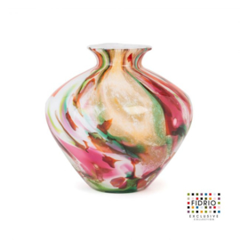 Design vaas Fidrio - glas kunst sculptuur - belly - Mixed colours - mondgeblazen - 20 cm hoog 
