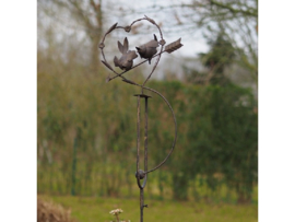 Metalen Tuinsteker - tuindecoratie - Hart met twee vogels