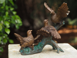 Tuinbeeld brons - beeld  Vogels op tak - Bronzartes