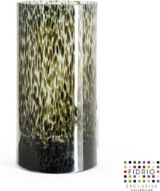 Design Vaas Cilinder - Fidrio GREY/BLACK - glas, mondgeblazen bloemenvaas - diameter 20 cm hoogte 38 cm